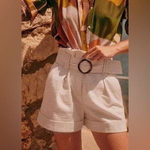 NWT Sezane Cream High-Waist Rome Shorts Size 12